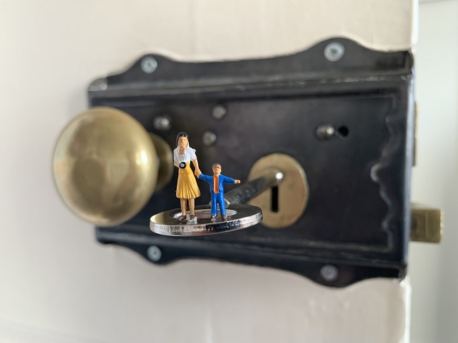 Little toys on a door key