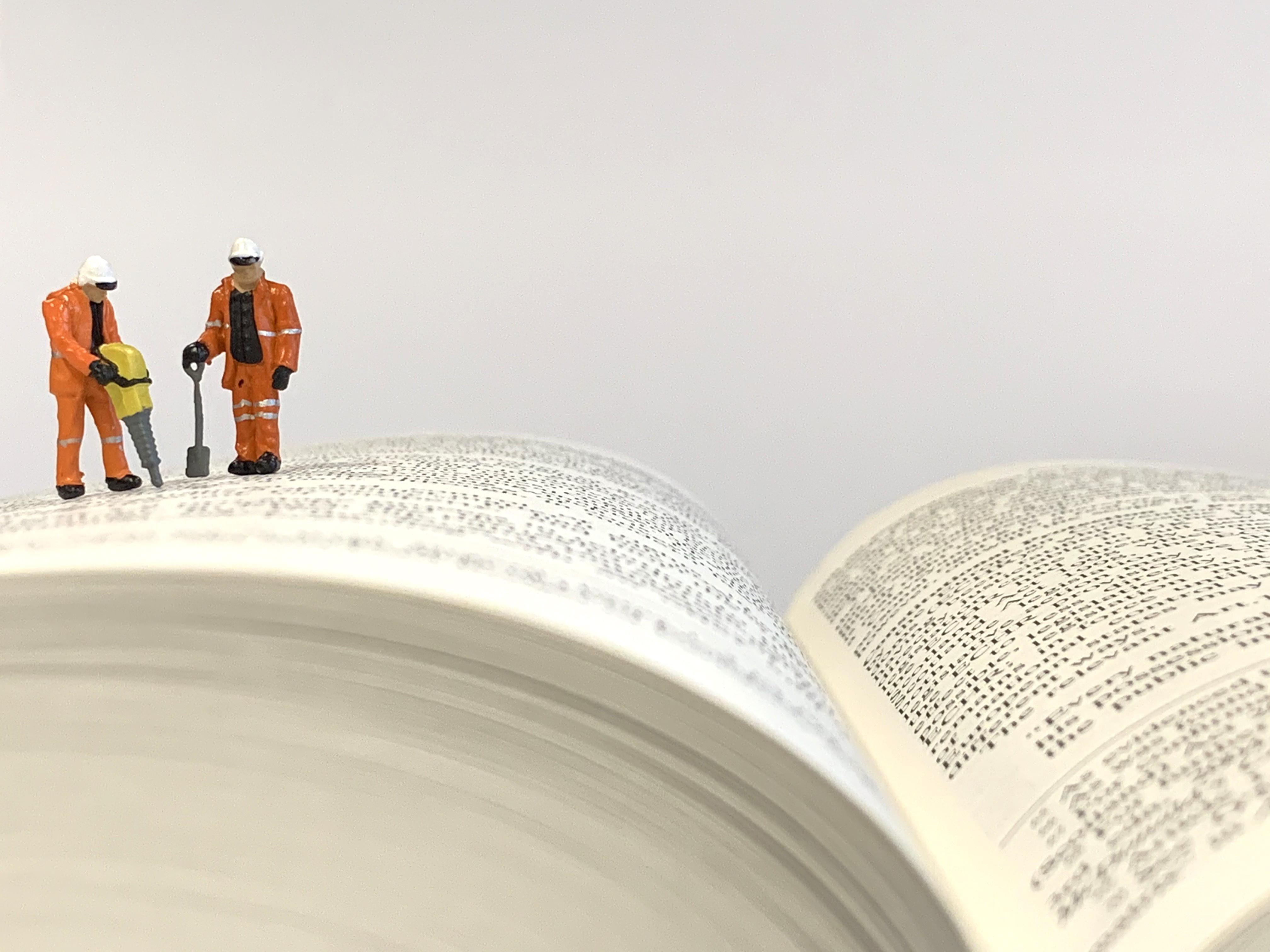 Workmen on book