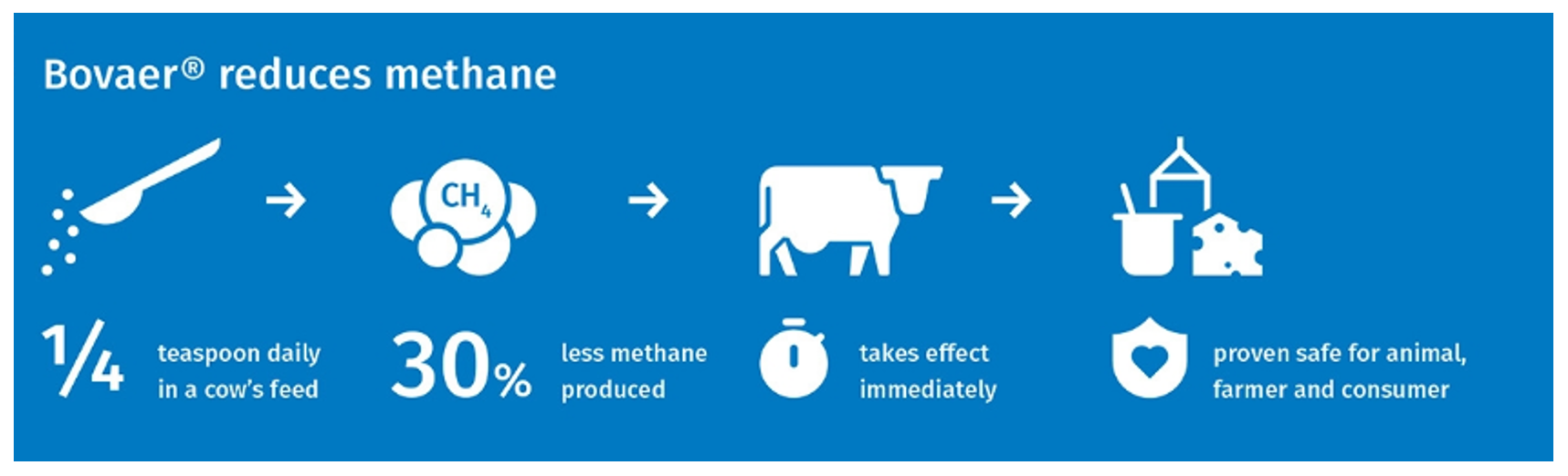 Bovaer reduces methane